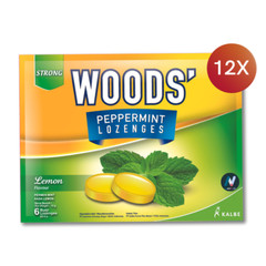 WOODS LEMON Peppermint Lozenges Sore Throat Health Freshens Breathing Relax 12X