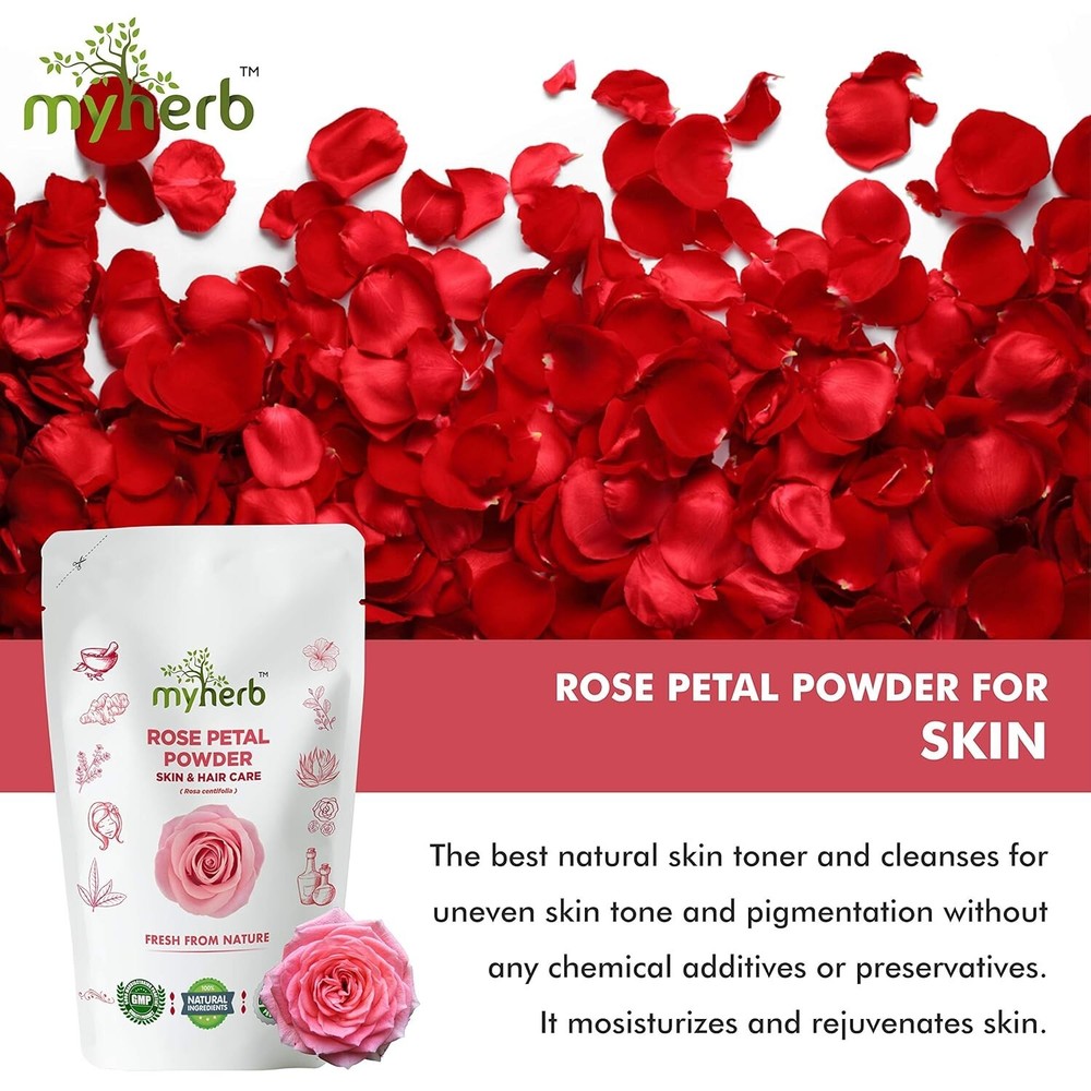 MYHERB Pure & Natural 100% Organic Double Filtered Rose Petal(Rosa Centifolia)Po