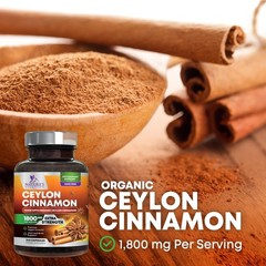 Organic Ceylon Cinnamon Supplement 1800mg – Extra 240 Count (Pack of 1)
