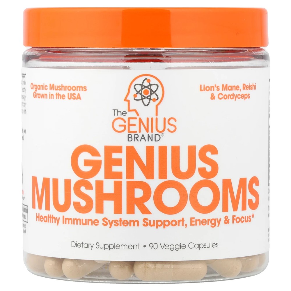 2 X The Genius Brand, Genius Mushrooms, 90 Veggie Capsules
