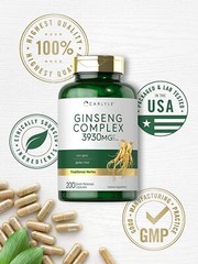 Ginseng Complex | 3930mg | 200 Capsules | Non-GMO, Gluten Free | by Carlyle