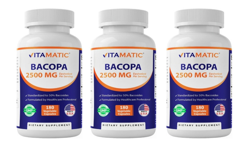 Bacopa Monnieri 2500mg Whole Plant 3X180 Caps Non GMO/No Gluten Made in the USA