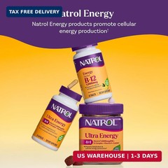 Natrol Ultra Energy 4-in-1 Blend 1000mcg B12, Vitamin B Complex, Vitamin D, CoQ1