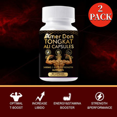 2 Packs Tongkat Al Extract 200:1, Longjack, 3450mg Per Serving – 60 Veg Capsules