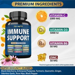StrongVit Immune Support Supplement 12 in 1 Complex with 60 Count (Pack of 1)