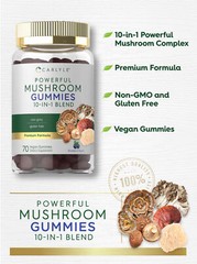 Mushroom Gummies | 70 Vegan Gummies | 10-in-1 Blend | Non-GMO | by Carlyle