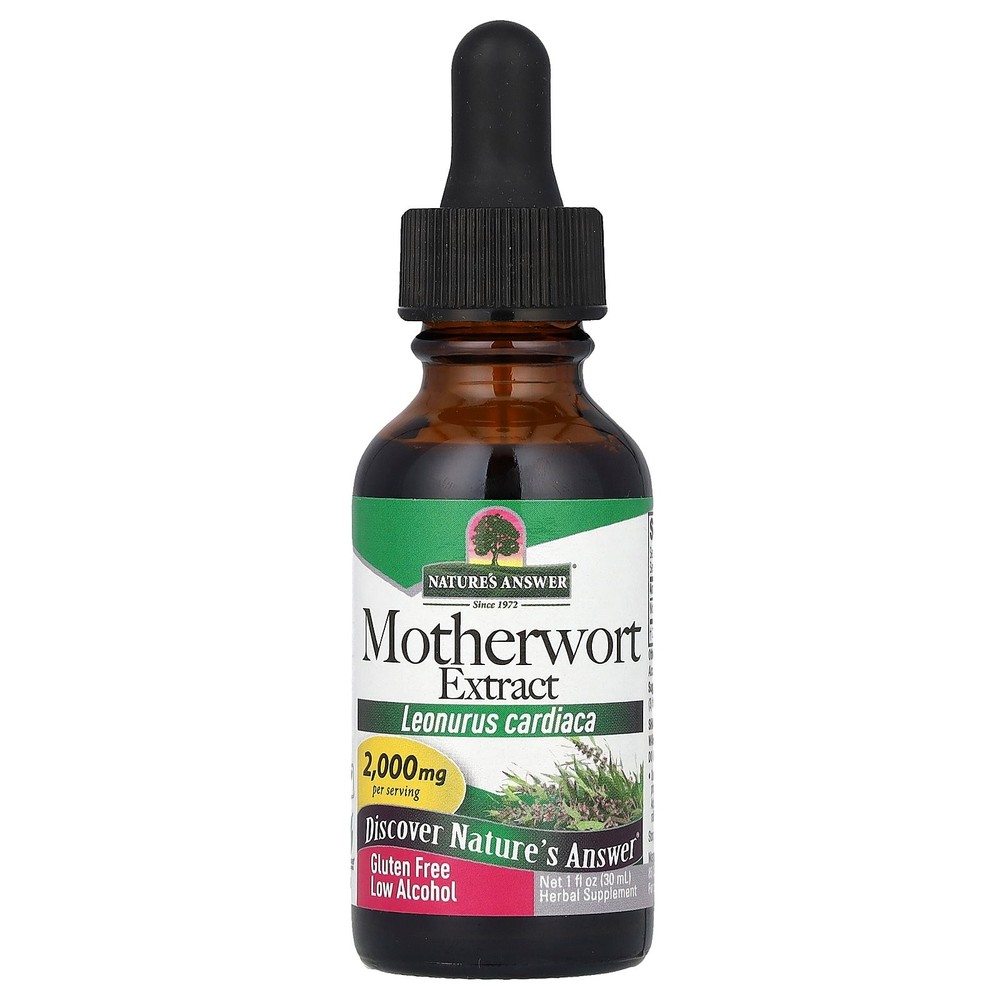 Nature s Answer Motherwort Low Alcohol 2000 mg 1 fl oz 30 ml Gluten-Free, GMP