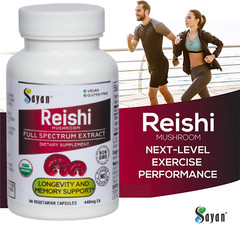 Reishi Mushroom Vegetarian Organic Supplement Energy Booster Ganoderma 90 Caps