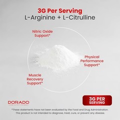 L Arginine L Citrulline Supplement Powder (3g) Nitric Oxide