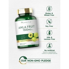Amla Capsules | 1500mg | 120 Count | Amalaki Fruit | Non-GMO Gluten Free, 120 Ct