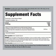 Oregano Oil Capsules | 200 Softgel Pills | 4000mg | Non-GMO | by Piping Rock