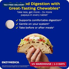 Enzymedica Papaya Complete – Papaya Enzymes Chewable, Digestive Enzyme Supplemen