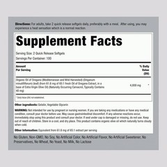 Oregano Oil Softgels | 200 Count | 4000mg | Non-GMO | by Piping Rock