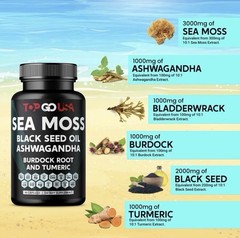 3 Pack Sea Moss Black Seed Oil Ashwagandha Burdock Root Turmeric 270 Capsules