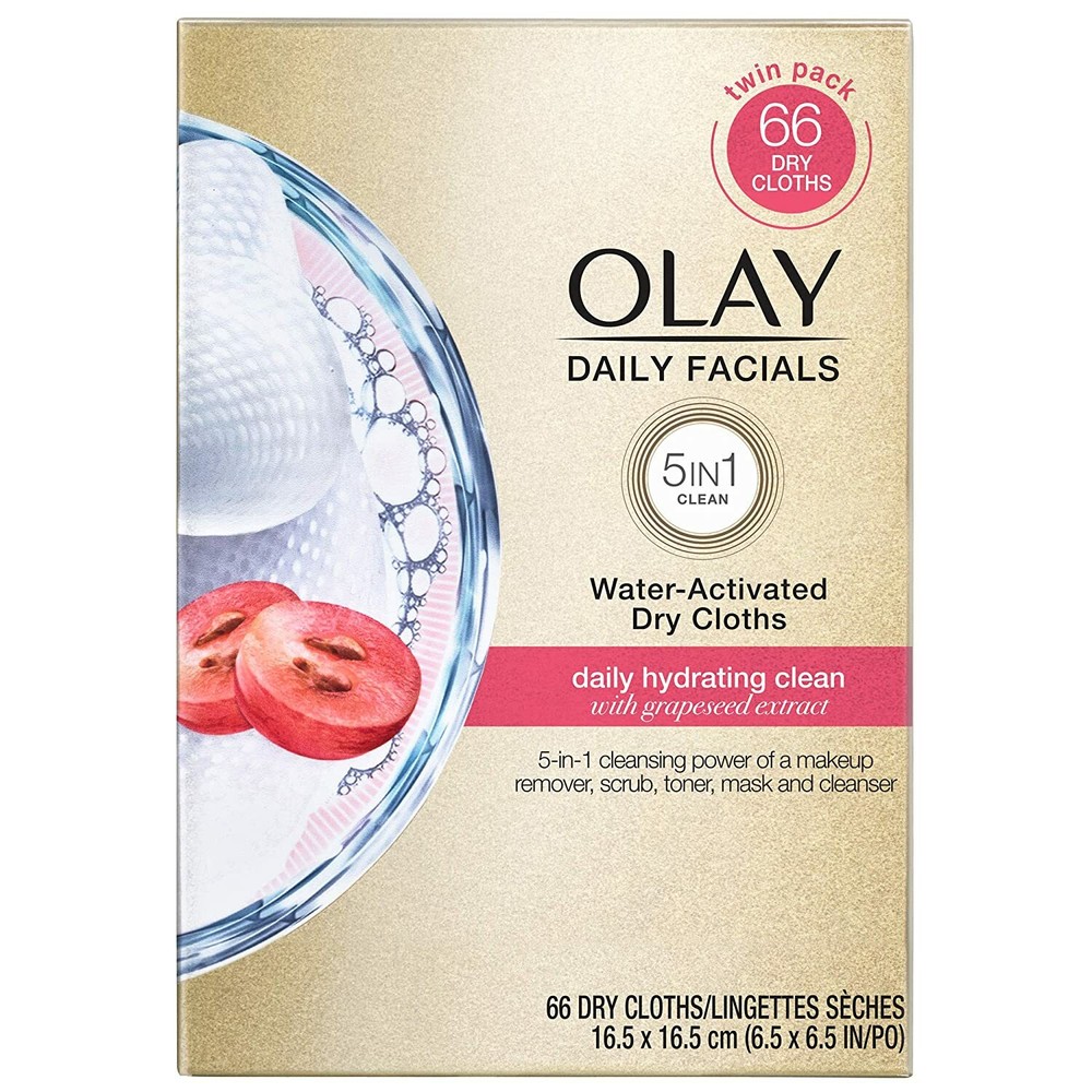 Olay Daily Facials, Daily Hydrating clean 5-in-1 Makeup Cleansing, 66 Cloths