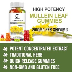 100% Natural Mullein Leaf Gummies Extra Strength Detox Cleanse Lung Health 60pcs