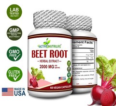 BEET ROOT POWDER 2000 mg Herbal Extract ABSORPTION Supplement 60 Capsules NEW