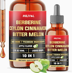 10In1 Liquid Drops Berberine with Ceylon Cinnamon Bitter Melon Turmeric Ginger G