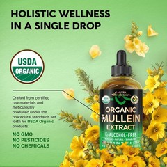 Mullein Drops for Lungs – USDA Organic Liquid – Mullein Leaf Extract