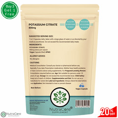 Potassium Citrate Capsules, 800mg-Kidney Health, Muscle health & Blood health