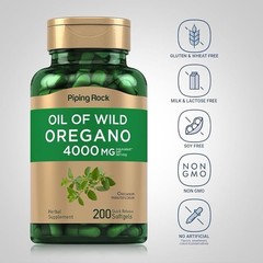 Oregano Oil Softgels | 200 Count | 4000mg | Non-GMO | by Piping Rock
