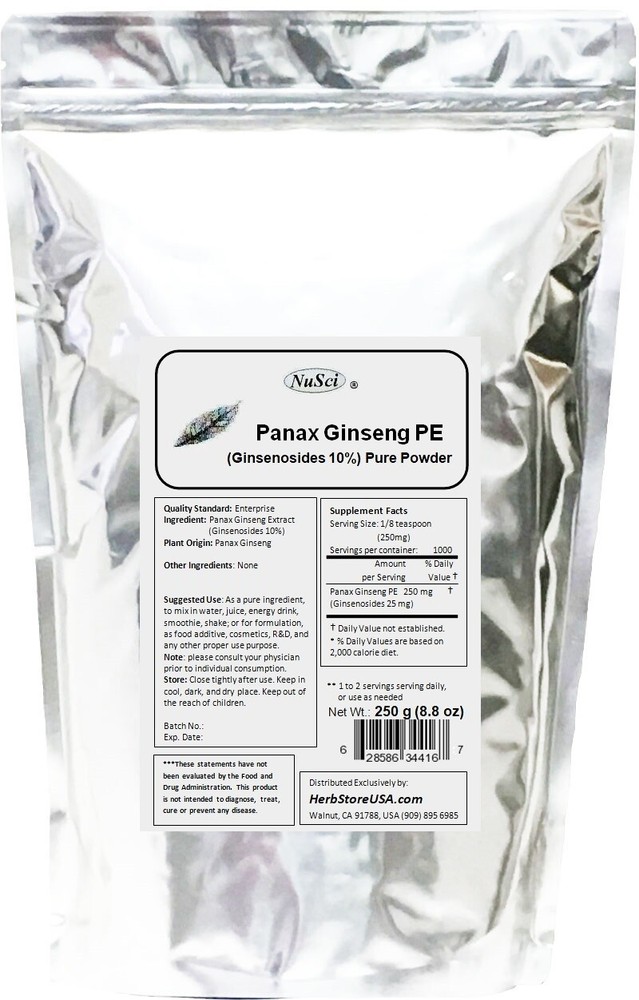 NuSci Pure Panax Ginseng Extract Ginsenosides powder 250g (8.8oz Energy