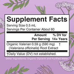 Organic Valerian Root Liquid Drops – 2 Month Supply, Sugar Free, Sleep Support,