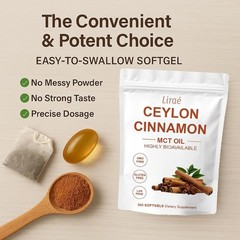 Ceylon Cinnamon Soft Gels Mct Oil Non-Gmo Gluten Free Bioavailable Easy to