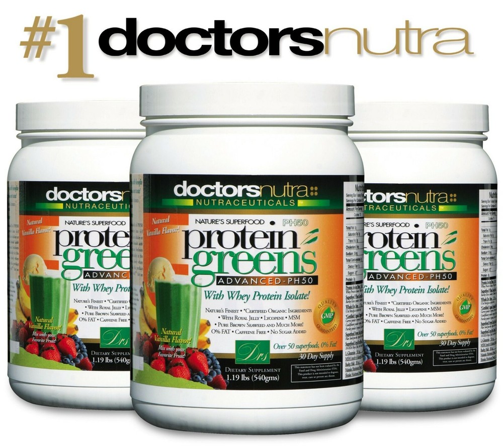 3 Bottle Savings! Protein Greens Superfood Greens Drink Shake Vanilla Flavor