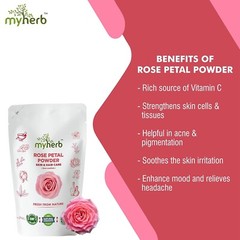 MYHERB Pure & Natural 100% Organic Double Filtered Rose Petal(Rosa Centifolia)Po