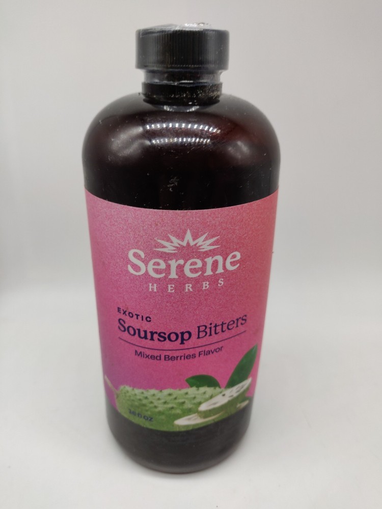 Serene Herbs Exotic Soursop Bitters – 16 fl oz – Mixed Berries Flavor – 02/2027