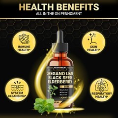 2900mg Oil of Oregano Drops with Black Seed Oil & Garlic | Immune Support, 2 Fl