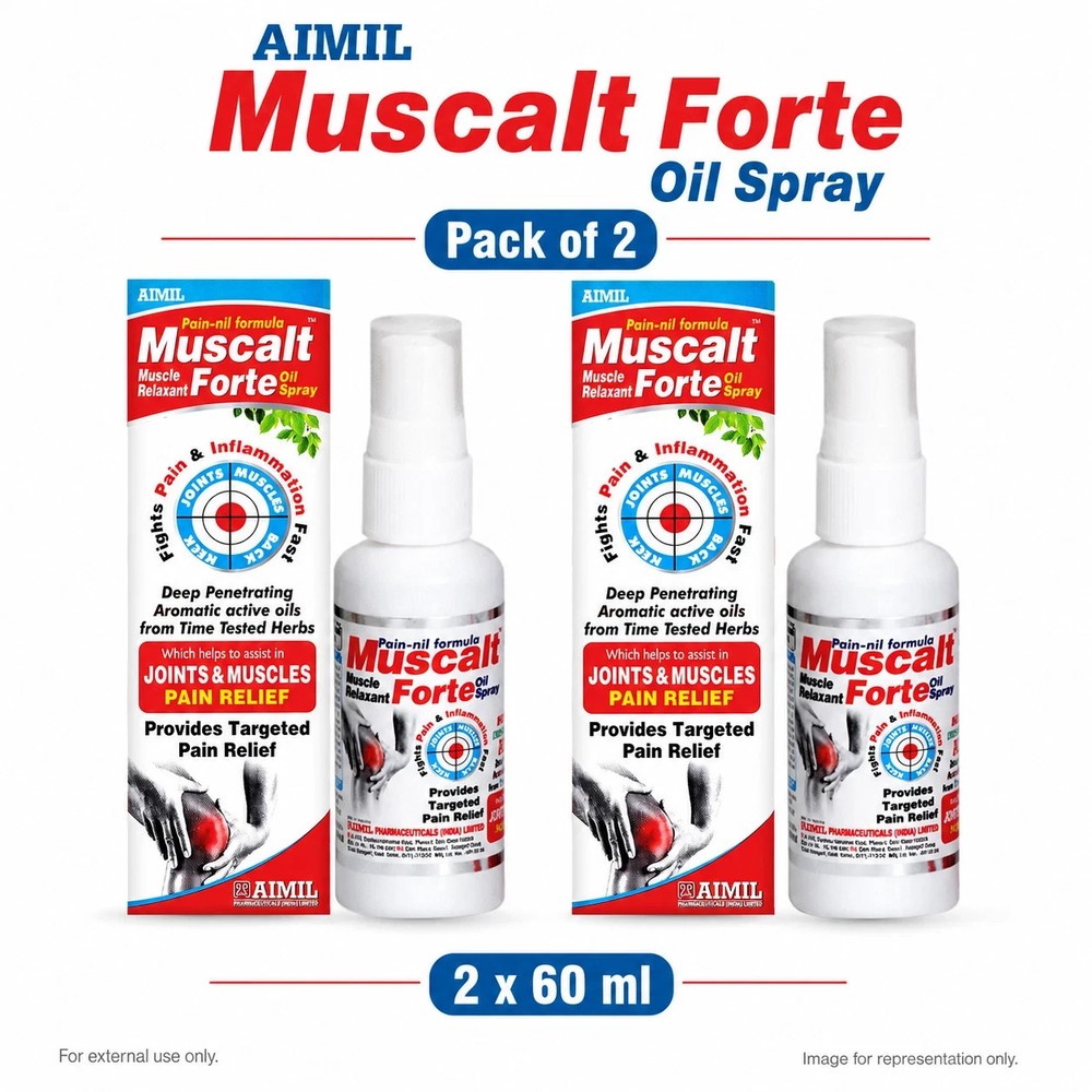 Aimil Muscalt Forte Ayurvedic Oil Spray 60ml Pack of 2 External Use Free ship