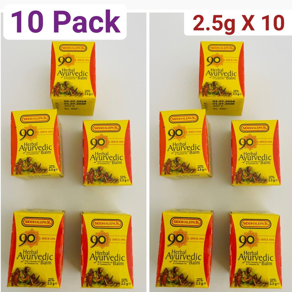 10 X 2.5g Siddhalepa Ayurvedic Herbal Balm | Fast Relief For Muscle Aches & Join