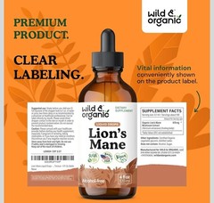 Wild & Organic Lions Mane Liquid Drops – Brain & Focus Support – Lion’s Mane…