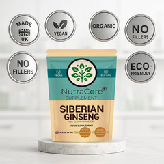 Siberian Ginseng Capsules 5500mg (1.5% Eleutherosides )-100% Natural & Vegan