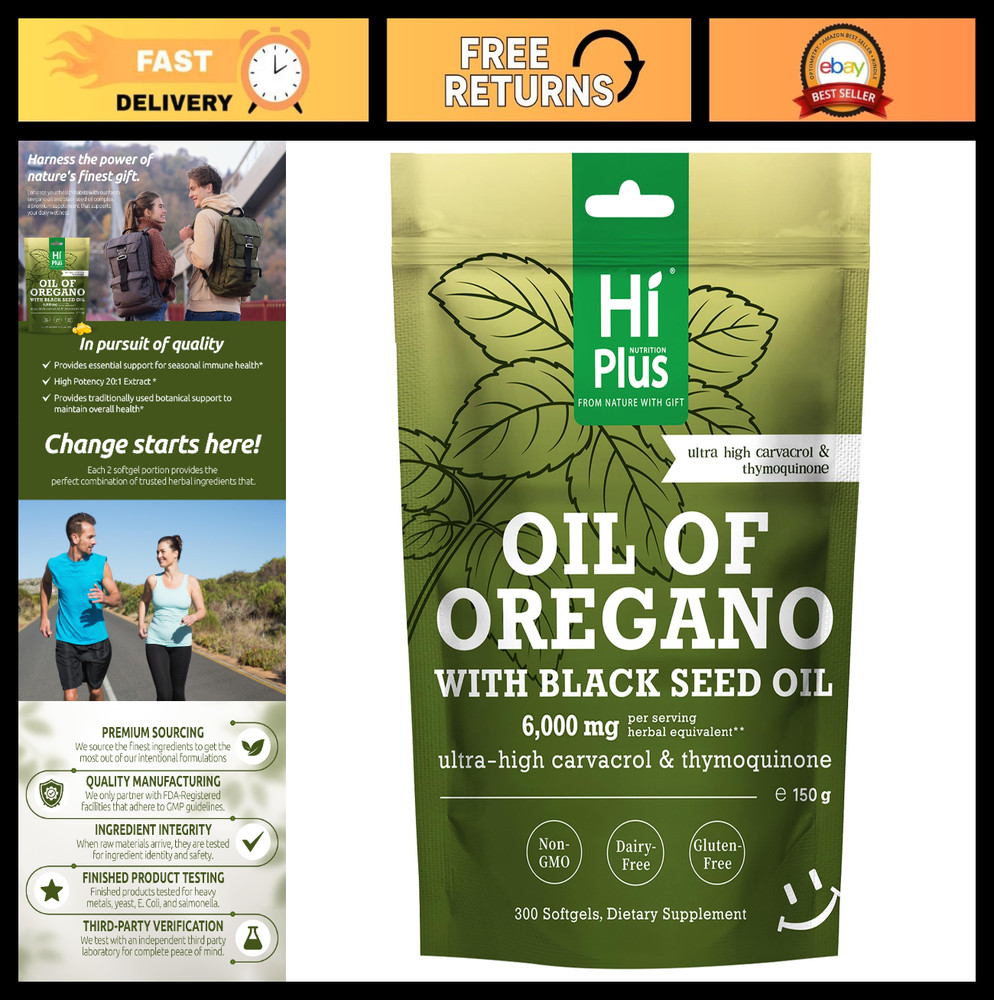 2-in-1 Oil of Oregano & Black Seed Oil Softgels | 4X Strength Immune Support | 3