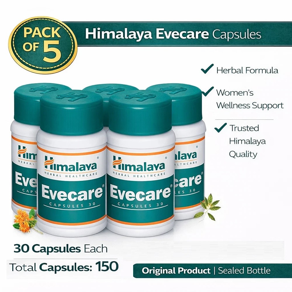 Himalaya Evecare Capsules Pack of 5 | 30 Caps Each | Herbal | Free Shipping