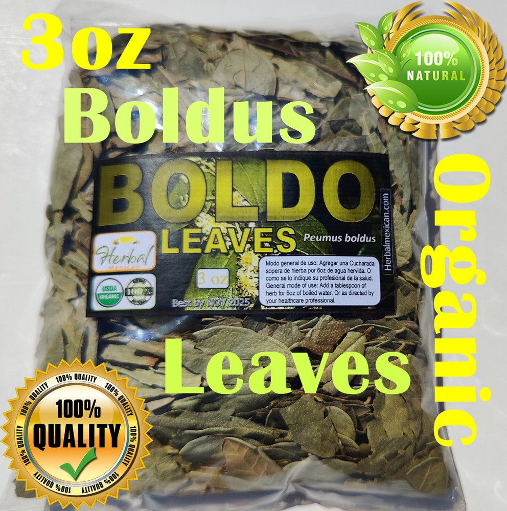 Boldo, Hojas de Boldo, Te de Boldo, Peumus boldus, Boldo Tea 3oz Premium !!!