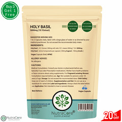 Holy Basil Capsules 5500mg-(3%Mucilage , 5%Saponins)-Brain Health, Vegan-180Caps