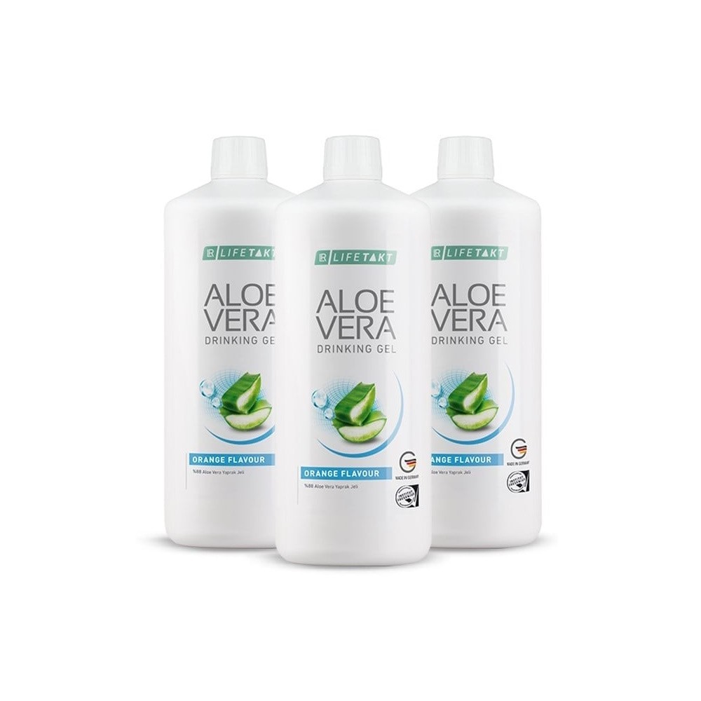LR LIFETAKT Aloe Vera Drinking Gel Orange Flavour Set of 3 – 3000 ml, 101 fl.oz