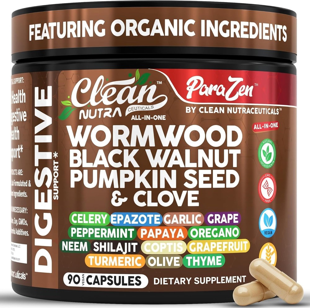 Clean Nutra Wormwood Clove Oil Diatomaceous Earth Turmeric Supplement Capsules
