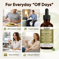 NUVIAN Wormwood Gut Cleanse Liquid Drops 2 fl oz Black Walnut Clove Soursop Dige