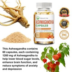 Organic Ashwagandha 1200mg Capsule with Black Pepper For Daily Stress & Mood