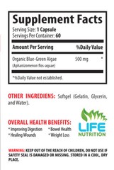 Organic Blue Green Algae – Klamath Blue Green Algae 500mg (1 Bottle 60 Caps)
