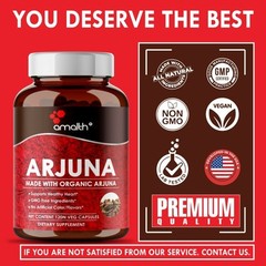 Organic Arjuna Bark Terminalia Powder Heart Health Support 1500mg 120 Capsules