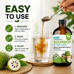 H4HERBS Soursop Bitters Liquid 3 Pack 20-in-1 Herbal Blend Black Seed Moringa