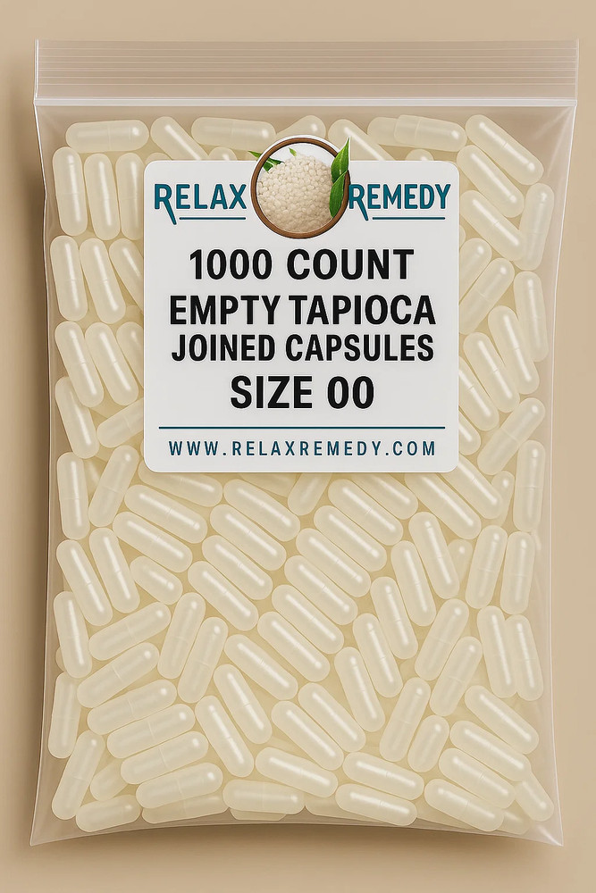 Empty TAPIOCA Capsules 1000 Count – Size 00 Non-GMO Clear, Joined, VEGETARIAN