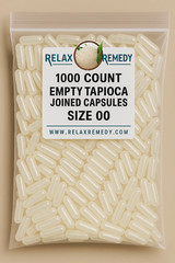 Empty TAPIOCA Capsules 1000 Count – Size 00 Non-GMO Clear, Joined, VEGETARIAN