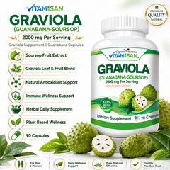 Soursop GRAVIOLA EXTRACT 2000 mg 45days Guanabana Annona Antioxidant 90 capsules